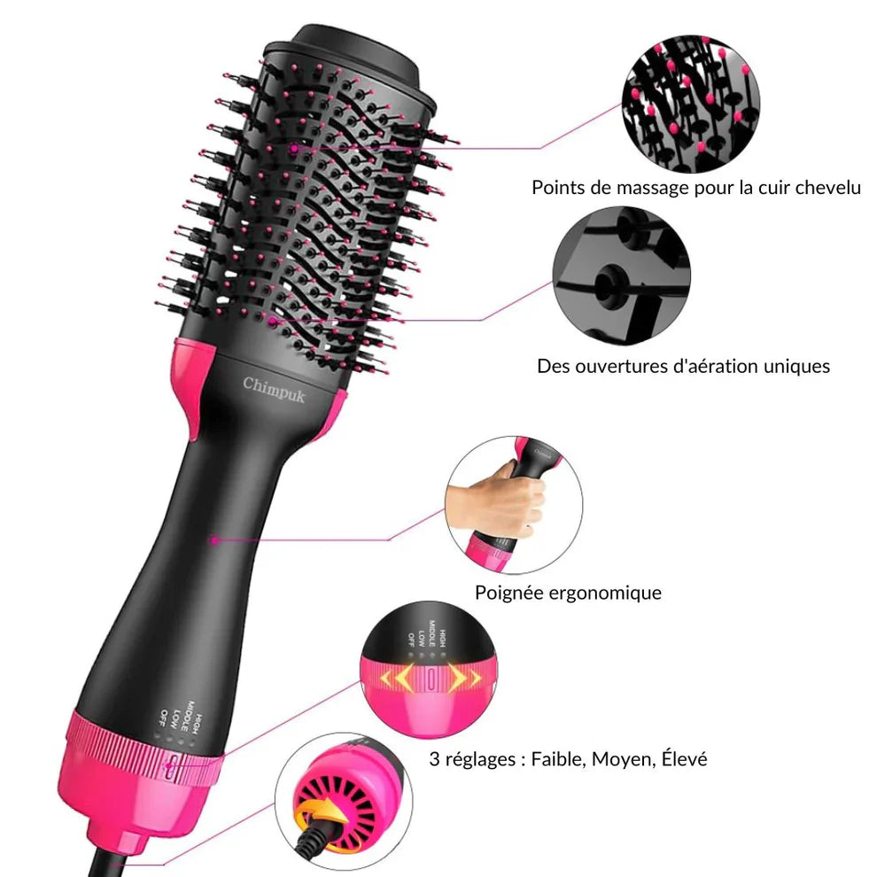 Brosse à Cheveux 3 en 1 — Lissage, Séchage & Volume