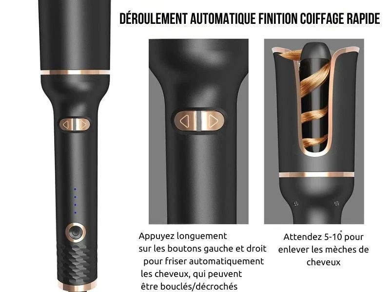 Fer à Friser à Rotation Automatique — Boucles Parfaites