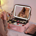 Mallette Cosmétique LED avec Miroir Intégré — Rangement Luxe